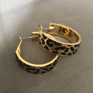 Topshop Leopard Gold Hoops